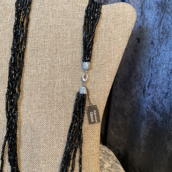 Vintage Multi Strand Black Bohemian Glass Necklace - Picture 3 of 4